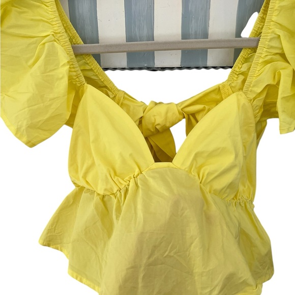 SHEIN X Yellow Ruffle Crop Top - Picture 4 of 6
